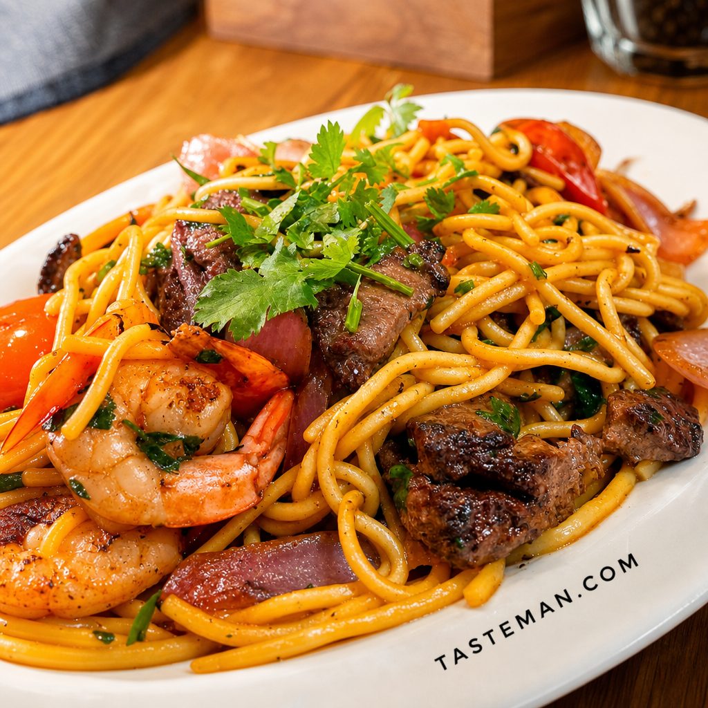 Tallarin Saltado-Marisco (seafood).