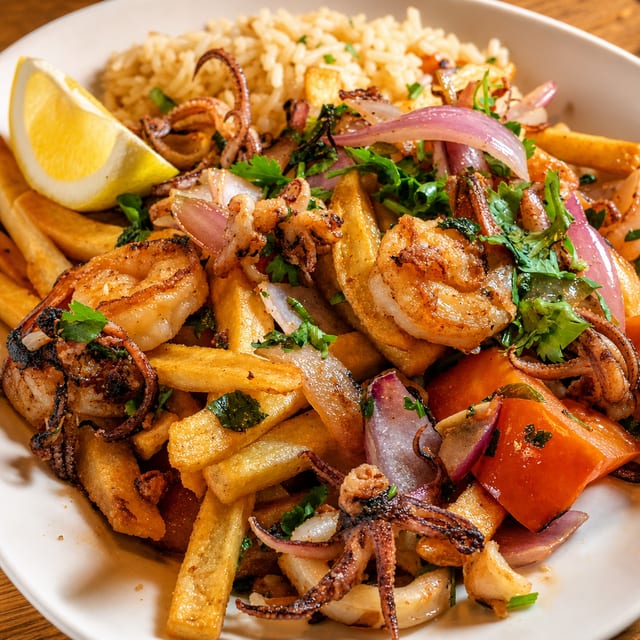 Saltado De Mariscos.