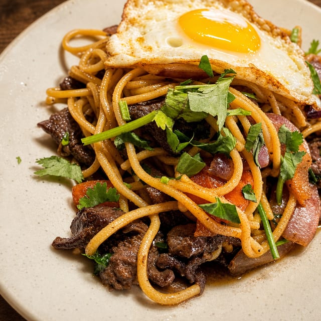 Tallarin Saltado-Carne (Steak).
