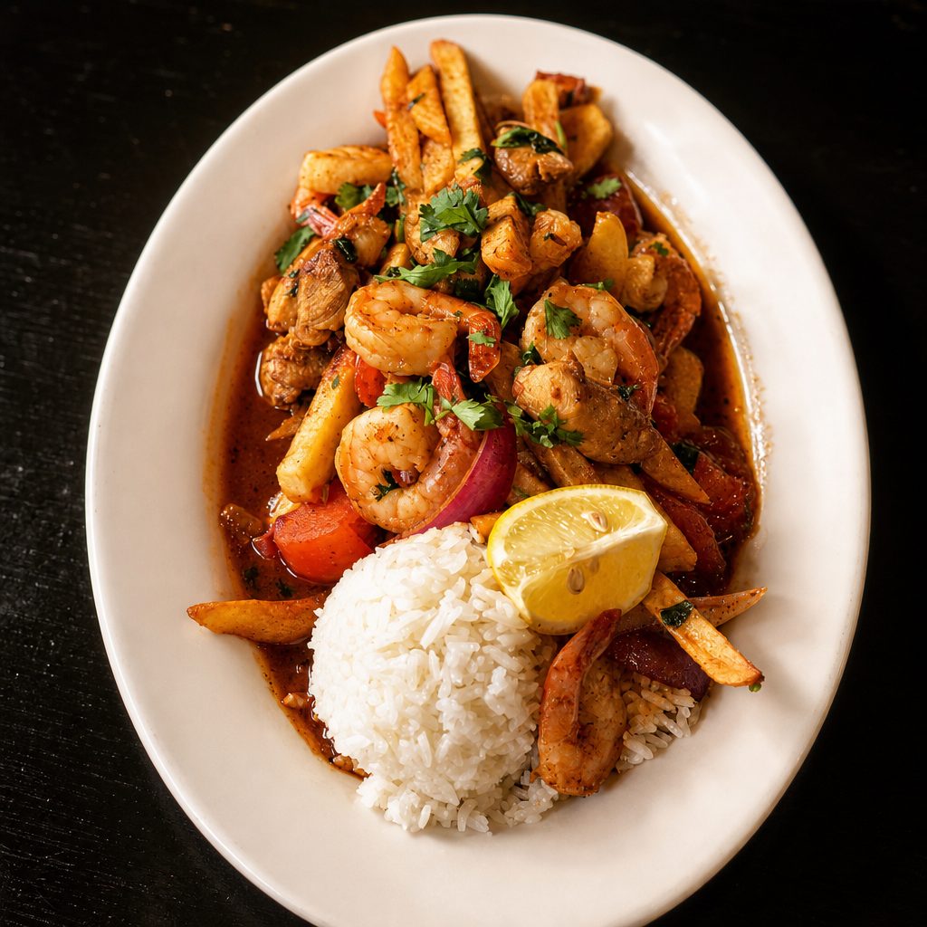 Pollo/Camaron Saltado.